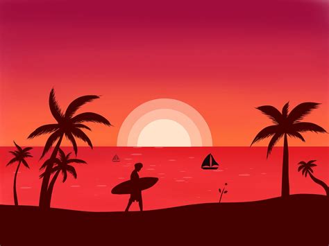 Download Sunset Beach Palm Royalty Free Stock Illustration Image