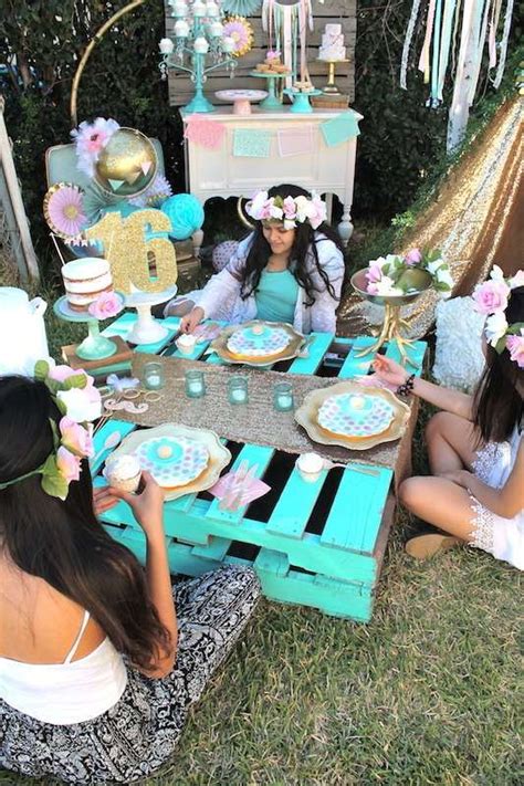 It's your day, so own it with a high neckline and silhouette adorned with unique. Boho Chic Birthday Party Ideas | Sweet 16 birthday party ...