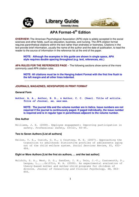 APA Format Template Examples