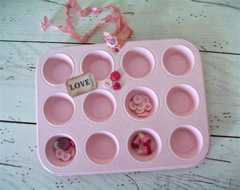 Pink Muffin Tin Repurposed Organization Caddy Valentine Pink Etsy