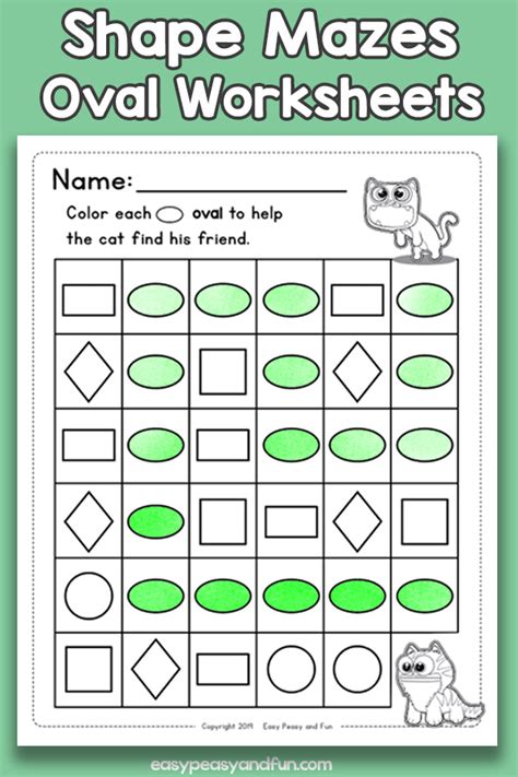 Shapes worksheets and online activities. Shape Mazes Oval Worksheets - Easy Peasy and Fun Membership