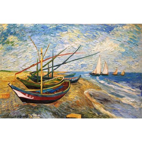 Classic Oil Painting On Canvas Fishing Boats On The Beach At Saintes