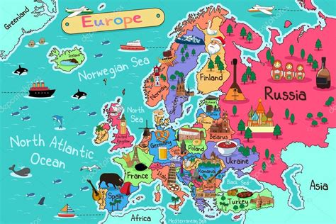 ヨーロッパ漫画地図 イラスト素材 © artisticco 95396490