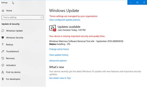 Turn Off Your Device Is Missing Important Updates Message In Win10