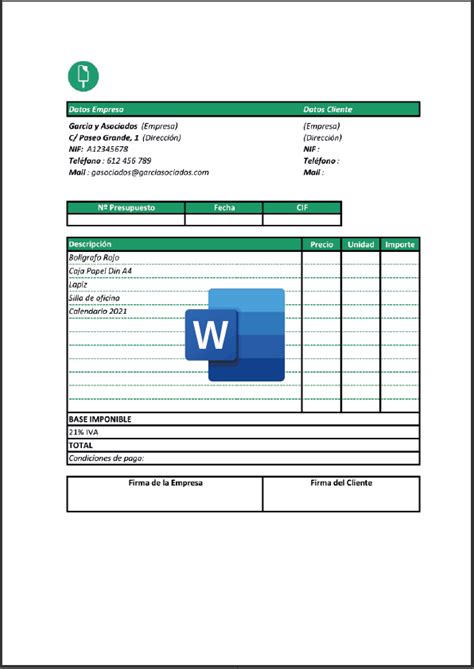 Plantillas Presupuesto Obra En Excel Word PDF GRATIS