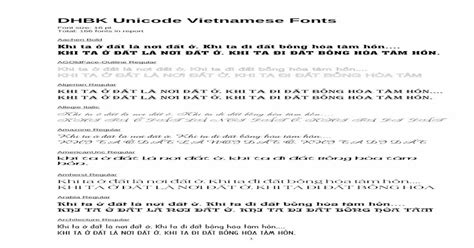 Mẫu Font Tiếng Việt Unicode Đhbk Dhbk Unicode Vietnamese Fonts Sample