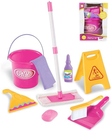 Kids Role Play Cleaning Toy Mop Brush Dust Pan Brush Toy Set Ebay
