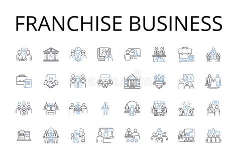 Franchise Business Line Icons Collection Business Model Business