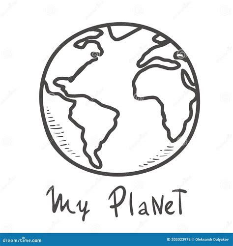 Earth Doodle Cartoon Vector And Illustration Black And White Hand