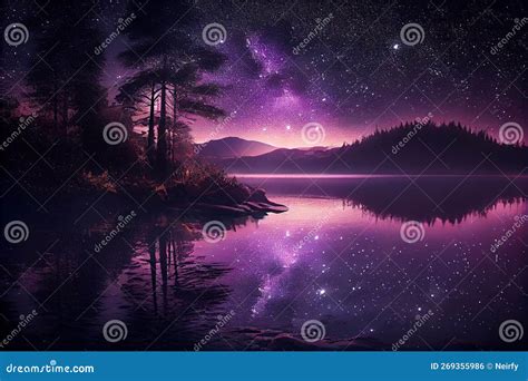 Lake In Mountines At Night Stock Photo Image Of Wood 269355986