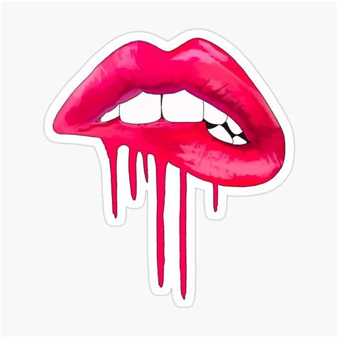 Pink Drip Lips Sticker By Haileybach In Lips Painting Dripping Lips Lips Art Print