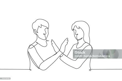 Man And Woman Sit Next To Each Other With Their Arms Crossed One Line