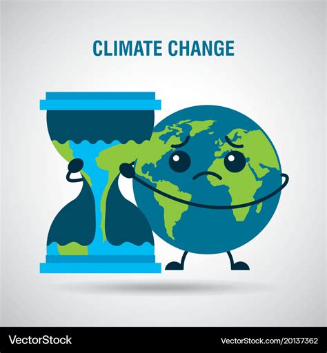 Climate Change Cartoon Sad Planet Earth Hourglass Vector Image
