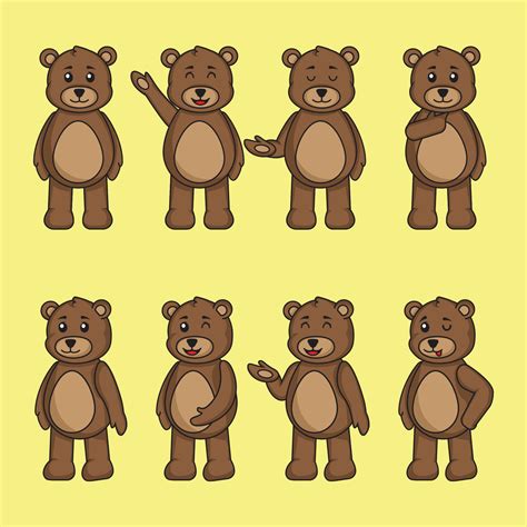 Cute Teddy Bear Cartoon Set Funny In Different Pose 5449062 Vector Art