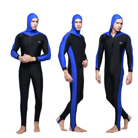 One Piece Long Sleeve Diving Wetsuit With Hat 5 Color For Men Surfing