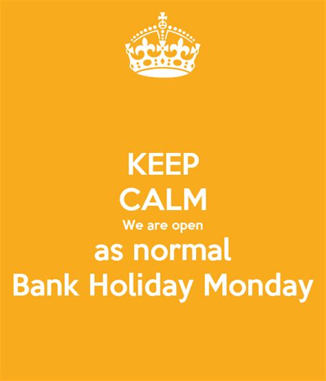Keep Calm We Are Open As Normal Bank Holiday Monday Poster Mark