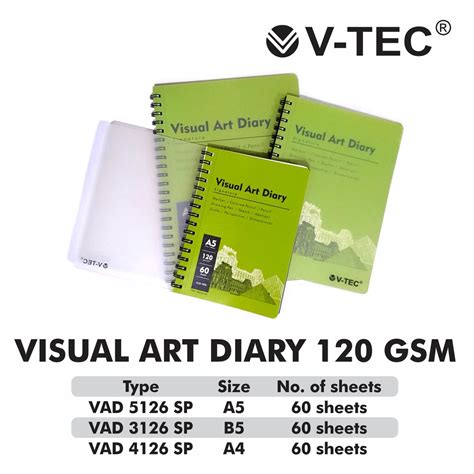 Jual V Tec Visual Art Diary 60sheet120gsm Shopee Indonesia