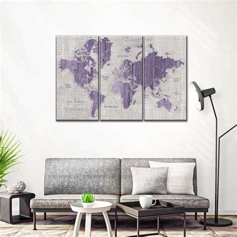 Old World Map Purple Gray Wall Art In 2022 Grey Wall Art Grey Walls