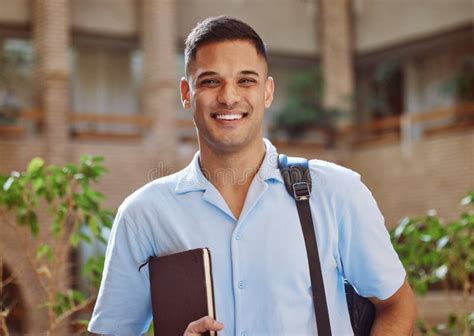 Face Portrait Man And University Student In Campus Ready For Learning