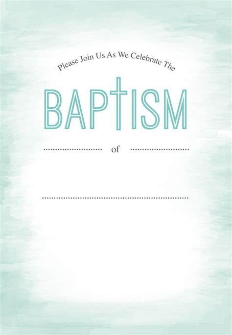 Water Free Printable Baptism And Christening Invitation Template