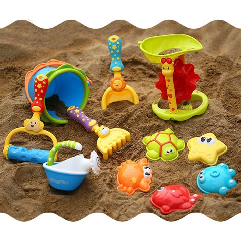 11pcs Funny Kids Beach Sand Game Toys Set Shovels Rake Hourglass Bucket