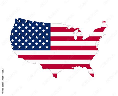 Usa Flag Map Contour Flat Style Vector Illustration Vector De Stock