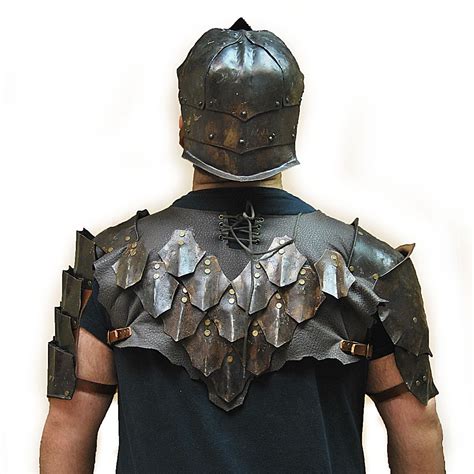 Orc Armour Back Scalemail Shoulders And Helmet Blued Steel And