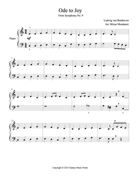 Sheet music will be released soon. Ode to Joy | Easy piano sheet music - Galaxy Music Notes
