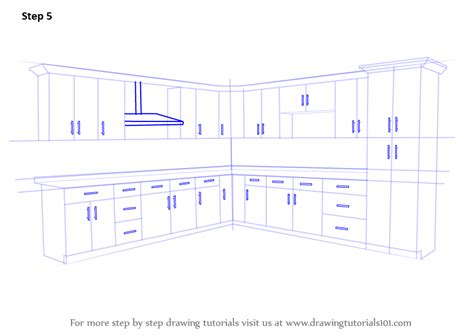The walls don't need to be to scale so you won't need a ruler. Learn How to Draw Kitchen Cabinets (Furniture) Step by ...