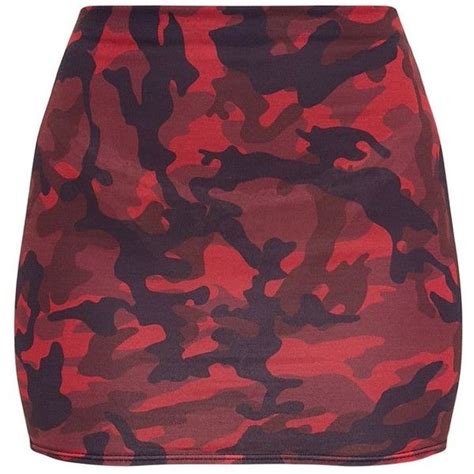 red camo print mini skirt 11 liked on polyvore featuring skirts mini skirts red skirt red