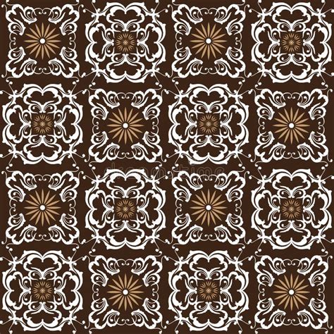 The Simple Flower Motifs On Indonesia Batik Design With White Brown