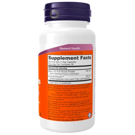 Now Foods Beta Glucans With Immunenhancer 250mg 60 Vcaps Bemo