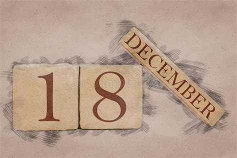 December 18th Day 18 Of Monthhandmade Wood Cube With Date Month And