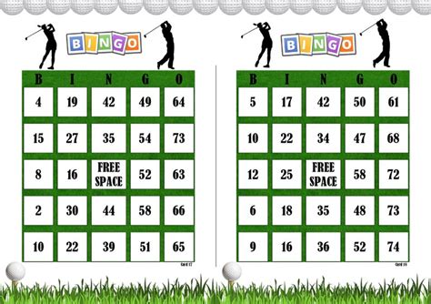 Golf Bingo Cards With Numbers Bingo Game Etsy