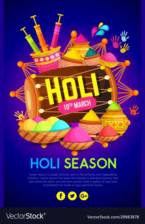 Happy Holi Festival Poster Design Royalty Free Vector Image
