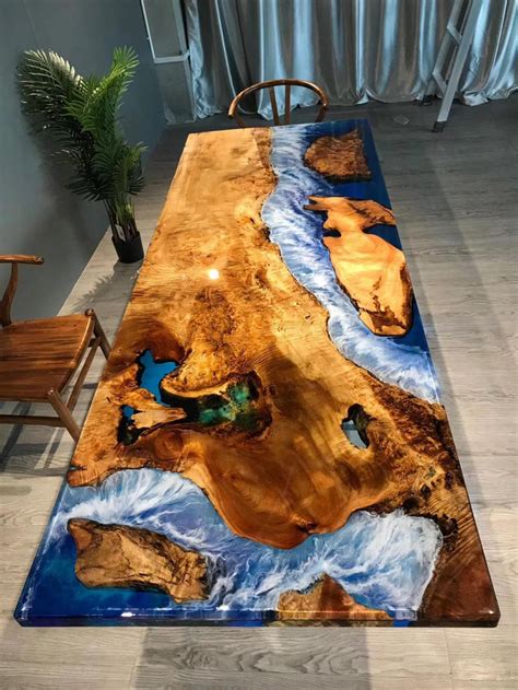This Blue River Epoxy Table Is Made To Look Like A Satellite View Of Earth