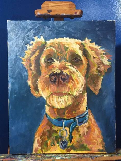 Original Oil On Canvas Painting By Tiffany Aron Depicts A Labradoodle