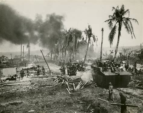 Allied Vehicles And Troops On Balikpapan Beach Borneo July 1945 The