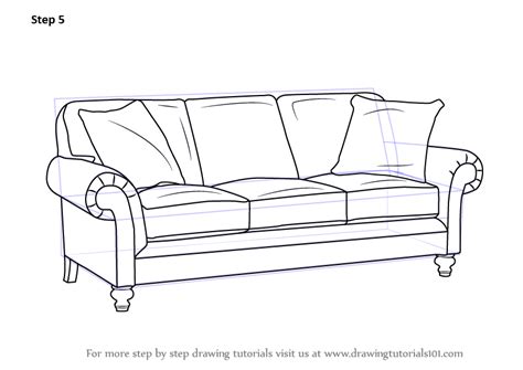 Learn How To Draw Sofa Furniture Step By Step Drawing Tutorials