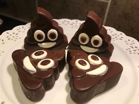 6 Poop Emoji Chocolate Dipped Cookies