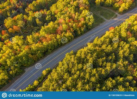 Aerial View Of White Mountain Road In New Hampshire Stock Image