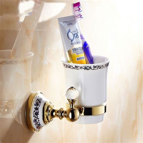 Modern Bathroom Accessories Ti-PVD Brass Toothbrush Holder