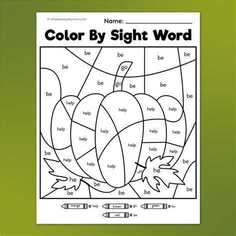 Fall Color By Sight Word Printables Simple Everyday Mom