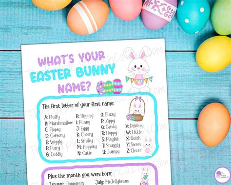 Easter Bunny Name Game What S Your Bunny Name Printable Easter Game