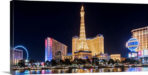 Las Vegas Strip At Night Panorama Wall Art Canvas Prints Framed