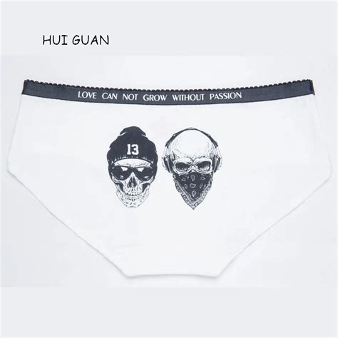 Buy Hui Guan Punk Rock Double Skull Cotton Panties Sex Women Soft Seamless