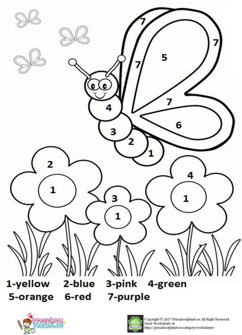 Easter color by number printable. Color by number spring worksheet for kids Here is number ...