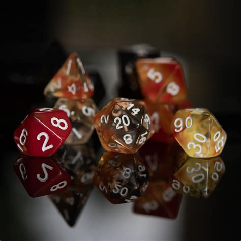 Our Eternal Flame dice are acrylic cast, carefully poured into