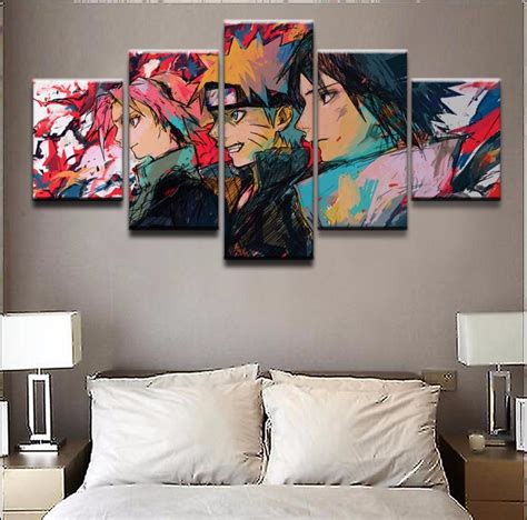 5 Pieces Naruto Sasuke And Sakura Canvas Painting Wall Decor In Painting