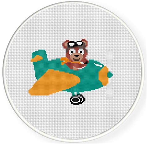 This listing is for a pdf cross stitch pattern featuring a lovely little airplane that i created. Airplane Bear Cross Stitch Pattern - Daily Cross Stitch